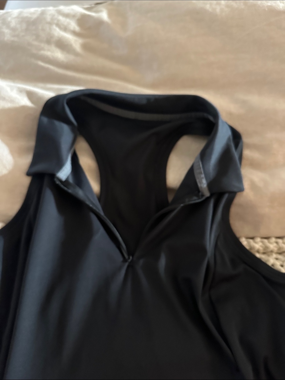 Sleeveless Black Polo Dress with Zip Neck - Picture 2 of 3